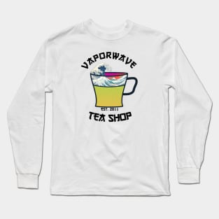 Vaporwave Aesthetic Great Wave Off Kanagawa Cafe Coffee Tea Long Sleeve T-Shirt